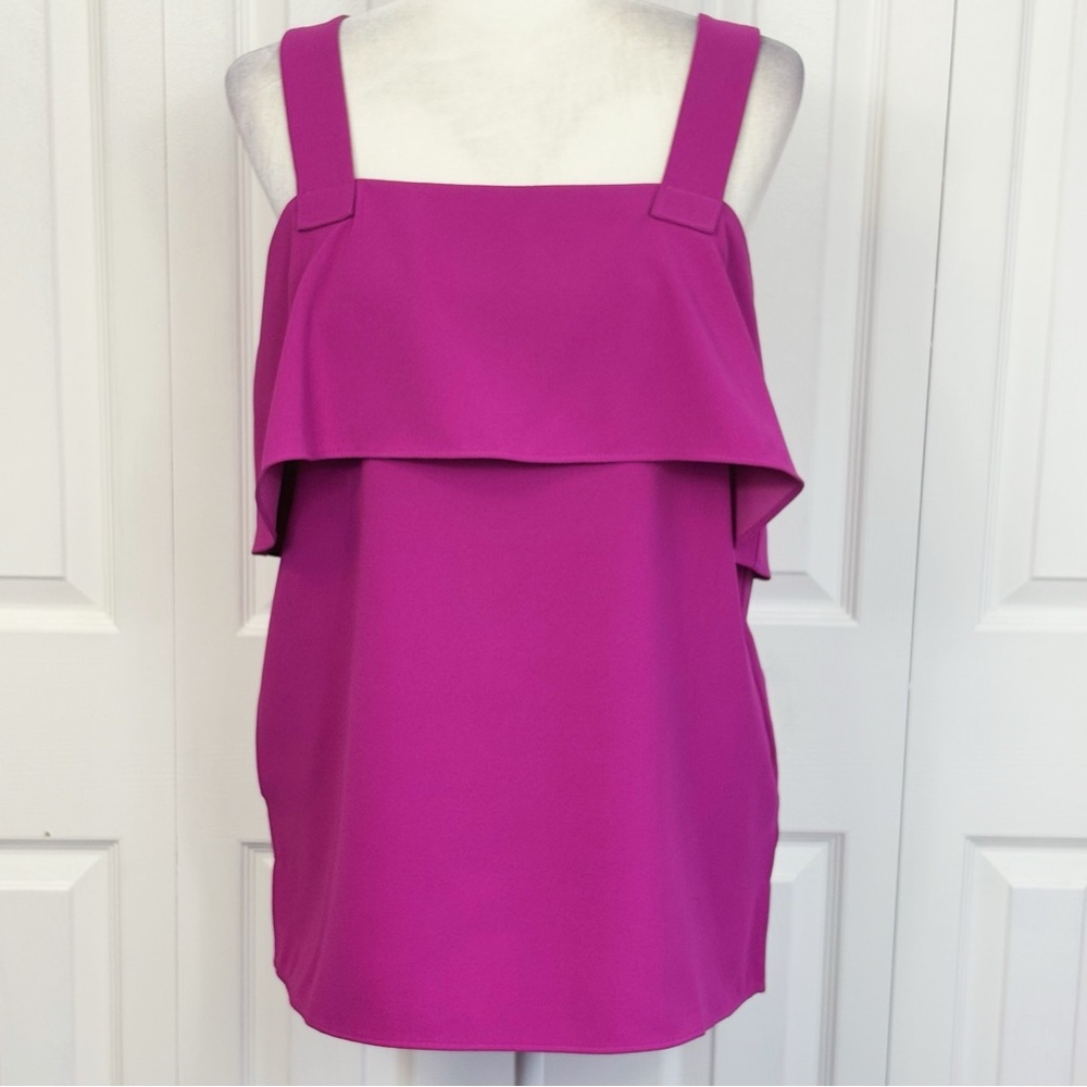 NWT Ann Taylor Fuchsia Sleeveless Square Neck Layered Blouse 12